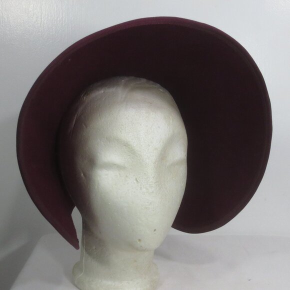 1860s Bonnet Hat Form Vintage Victorian Burgundy Wool Felt Costume Women\'s OSM main image 9